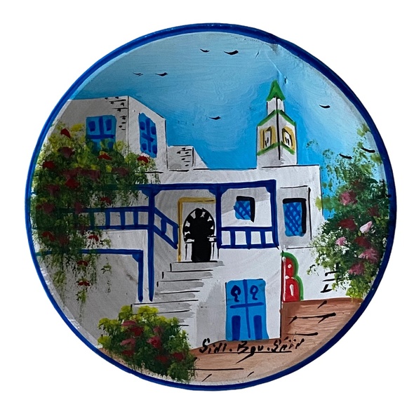 Sidi Bou Said Tunisia - Hand Painted Clay Plates - Picture 5 of 7